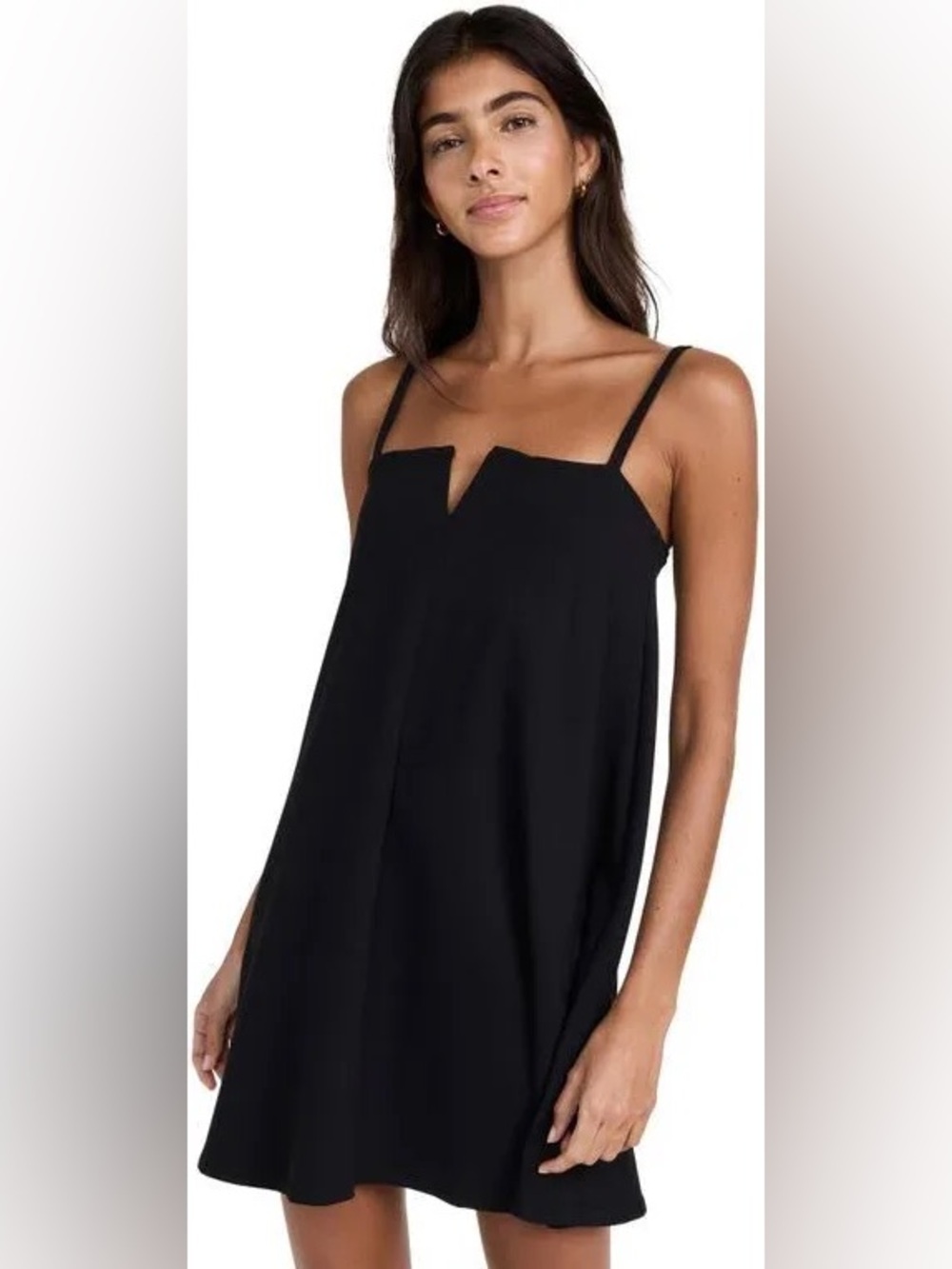 Susana Monaco Flared V-Wire Sleeveless Black Flowy Tank Dress - Size Small
